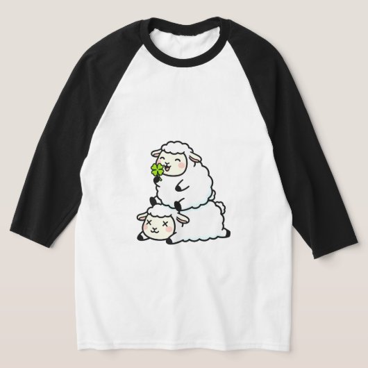 Cute Lucky Sheep St. Patrick's Day Clover T-shirt (Laagn)
