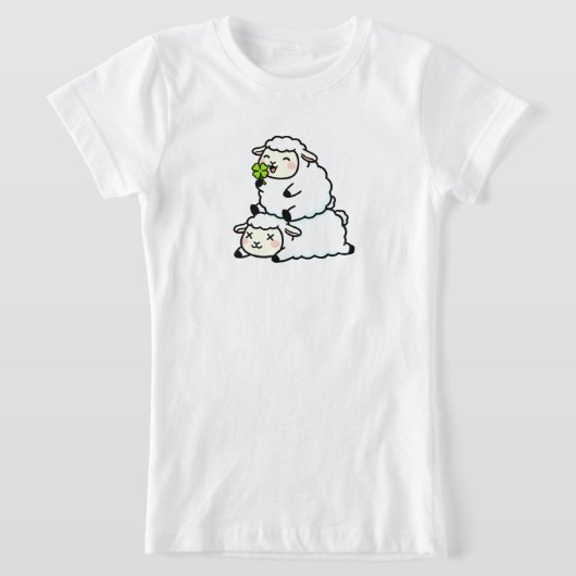 Cute Lucky Sheep St. Patrick's Day Clover T-shirt (Laagn)