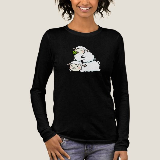 Cute Lucky Sheep St. Patrick's Day Clover Tri-Blend Shirt (Voorkant)