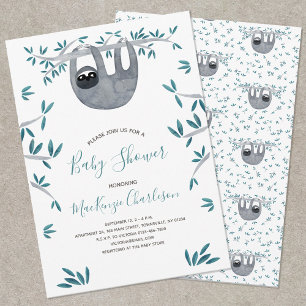 Cute Luiaard Baby Shower Kaart