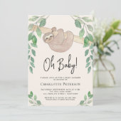 Cute Luiaard Baby Shower Kaart (Staand voorkant)