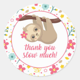 Cute Luiaard Bedankt Favoriet Stickers Lente Bloem