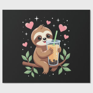 Cute Luiaard Boba Bubble Melk Thee Kawaii Vrouwen Cadeaupapier