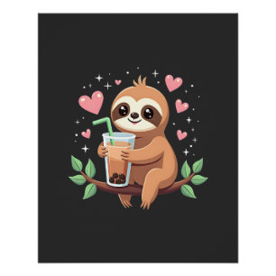 Cute Luiaard Boba Bubble Melk Thee Kawaii Vrouwen Perfect Poster