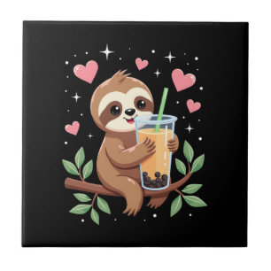 Cute Luiaard Boba Bubble Melk Thee Kawaii Vrouwen  Tegeltje