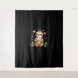 Cute Luiaard Boba Bubble Melk Thee Kawaii Vrouwen Wandkleed