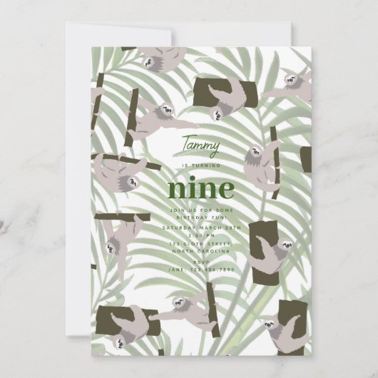 Cute Luiaard Dier in Wilde Bos Verjaardagsfeestje Kaart (Voorkant)