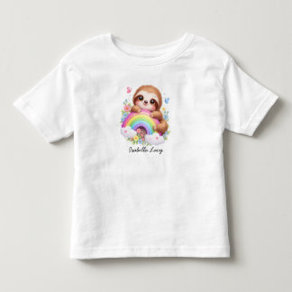 Cute Luiaard en Regenboog, Bloemen Kids T-Shirt