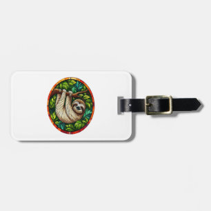 Cute Luiaard Glas-in-Lood Ornament Bagagelabel