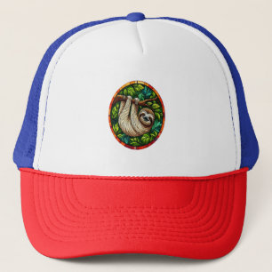 Cute Luiaard Glas-in-Lood Ornament Trucker Pet