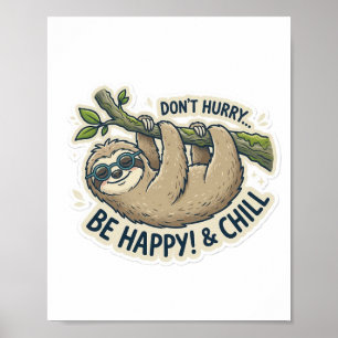 Cute Luiaard "Haast je langzaam, wees gelukkig & c Poster