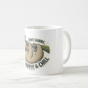 Cute Luiaard "Haast je niet wees gelukkig en chill Koffiemok