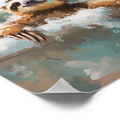 Cute Luiaard in Bubbelbad Poster (Hoek)