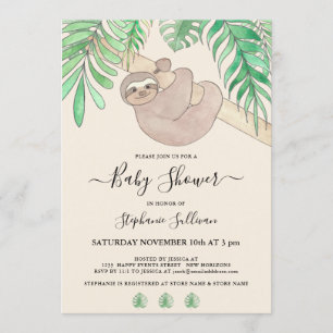 Cute Luiaard Jungle Baby Shower Kaart