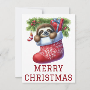 Cute Luiaard Kerstkaart