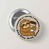 Cute Luiaard Koffie Liefhebber Knuffel Design Ronde Button 5,7 Cm (Voorkant /achterkant)