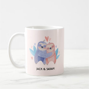 Cute Luiaard Koppel Persoonlijke Valentijnsdag Koffiemok