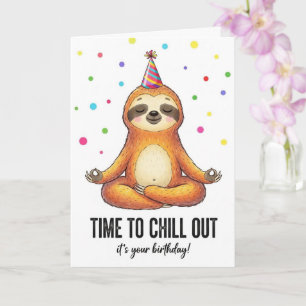 Cute Luiaard Meditatie Tijd Om Te Ontspannen Verja Kaart