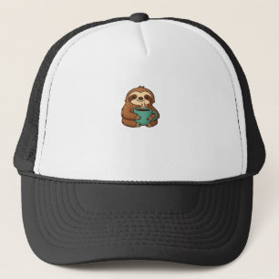 Cute luiaard met koffiemok � Knus ontspannen dier Trucker Pet