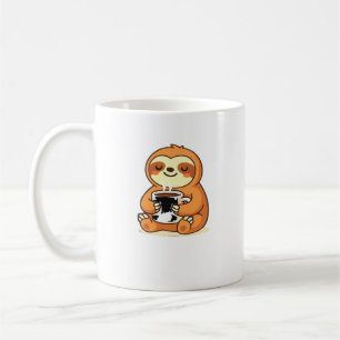 Cute luiaard ontspant met hete koffie Premium T-Sh Koffiemok