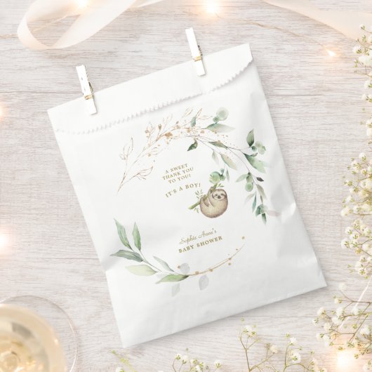 Cute Luiaards Groene Gouden Baby Shower Bedankzakje (Geknipt)