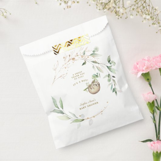 Cute Luiaards Groene Gouden Baby Shower Bedankzakje (Gezegeld)