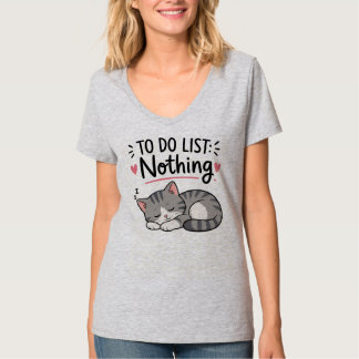 Cute Luie Kat Shirt – Takenlijst: NIKS T-shirt