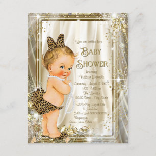Cute Luipaard Parel Baby Meisje Shower Kaart