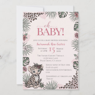 Cute Luipaard Safari Meisje Baby Shower Kaart