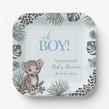Cute Luipaard Welp Blauwe Baby Shower