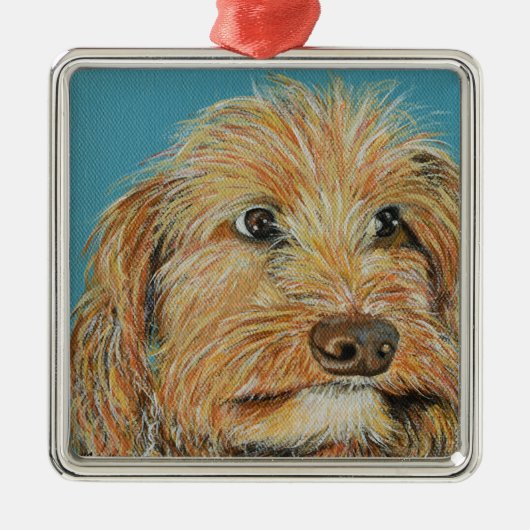 Cute Lulu Dog Painting Metalen Ornament (Voorkant)