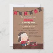 Cute Lumberjack 1st Birthday Party Invitations Kaart (Voorkant)