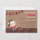Cute Lumberjack Baby First Birthday Invitations Kaart (Voorkant)