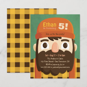 Cute Lumberjack Beard Boy Birthday Party nodigt ui Kaart
