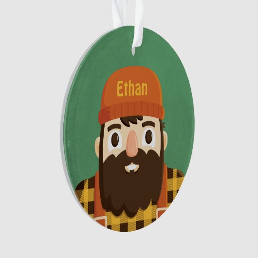 Cute Lumberjack Beard Boy Personalized Ornament (voorkant)