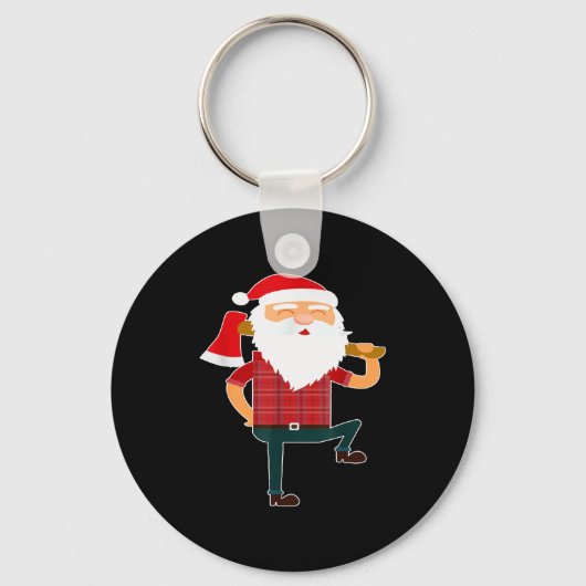 Cute Lumberjack Santa Funny Ugly Christmas Axe Hat Sleutelhanger (Voorkant)