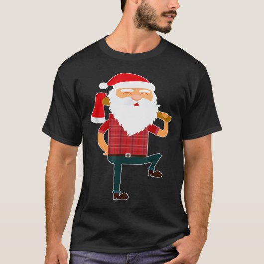 Cute Lumberjack Santa Funny Ugly Christmas Axe Hat T-shirt (Voorkant)