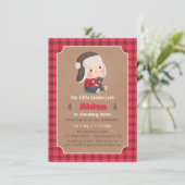 Cute Lumberjack Teddy Bear Birthday Party Invites Kaart (Staand voorkant)