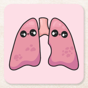 Cute Lungs - Human Biology Kartonnen Onderzetters