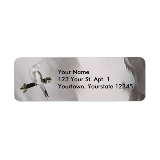 Cute Lutino Cockatiel Bird Ivy Perch Animal Etiket (Voorkant)