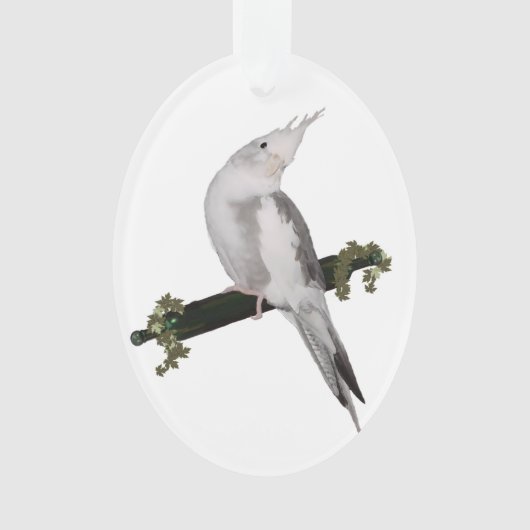 Cute Lutino Cockatiel Bird Ivy Perch Animal Ornament (voorkant)