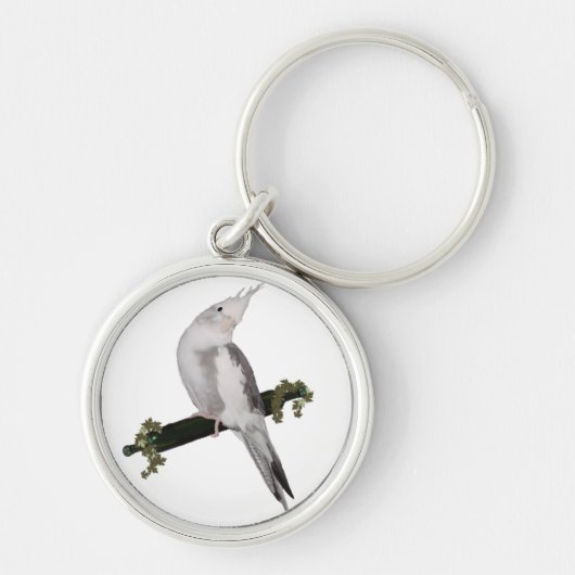 Cute Lutino Cockatiel Bird Ivy Perch Animal Sleutelhanger (Voorkant)