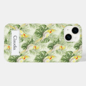 Cute Lutino Cockatiel Tropical Plants Custom   Case-Mate iPhone Case (Achterkant (horizontaal))