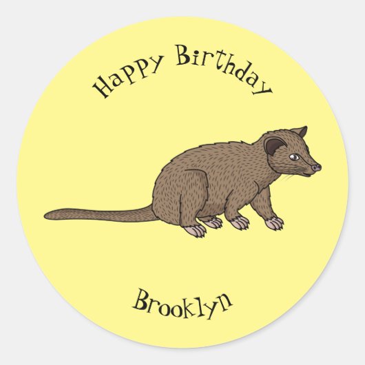 Cute luwak civet cartoon ronde sticker (Voorkant)
