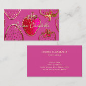 Cute Luxury Strawberry Pattern Visitekaartje (Voorkant / Achterkant)