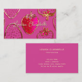 Cute Luxury Strawberry Pattern Visitekaartje (Voorkant / Achterkant)