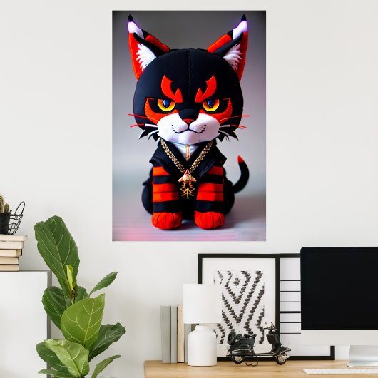 Cute Lynx plush speelgoed | AI Art. Poster (Thuiskantoor)