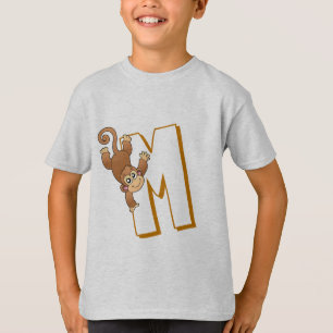 Cute M voor aap - Kinder Engels ABCD Alphabet T-shirt