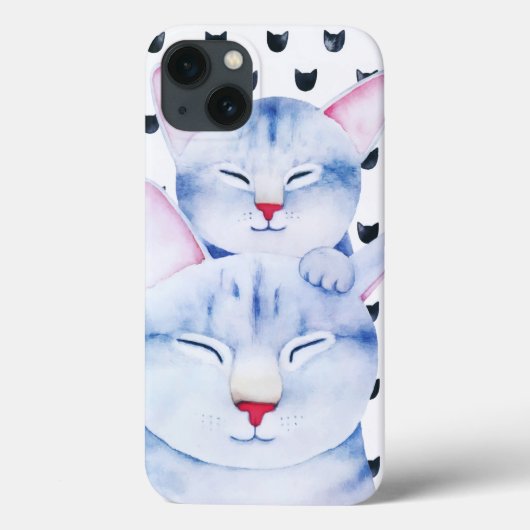 Cute Ma Baby Cat Love Waterverf Case-Mate iPhone Case (Achterkant)