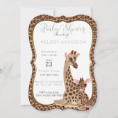 Cute Ma & Baby Giraffe Animal Theme Baby shower Kaart (Voorkant)